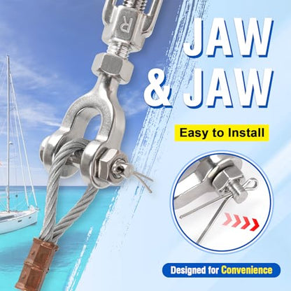 3/16" Turnbuckle Kit 304 Stainless Steel Jaw and Jaw Heavy Duty Turnbuckles for Cables Wire, Shade Sail Hardware, Zipline,Outdoor Applications,Cable Traction 400 Lbs Working Load Limit(1 Pack) - size: 1 PACK 3/16" Jaw and Jaw Turnbuckle