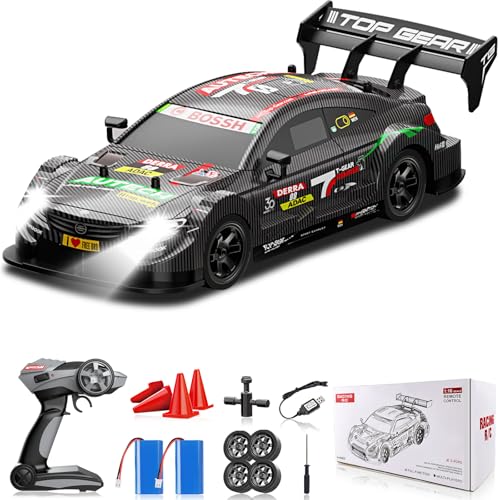 RC Drift Car for Adults, 1/16 Drifting RC Cars 4WD 2.4GHz Black Remote Control Car Hobby Racing Drifting Cars with LED Light Rechargeable Batteries and Drift Tires Toy Car for Kids Boys - color: Black 88