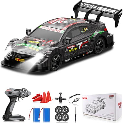 RC Drift Car for Adults, 1/16 Drifting RC Cars 4WD 2.4GHz Black Remote Control Car Hobby Racing Drifting Cars with LED Light Rechargeable Batteries and Drift Tires Toy Car for Kids Boys - color: Black 88