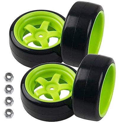 5-Spoke Hard Plastic Wheel Rims & Plastic Tires 12mm Hex & 1/10 RC Drift Tire Hard Plastic Tires & 12mm Hex Hub Wheel Rims