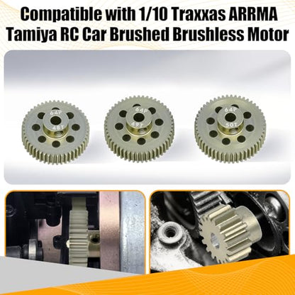 64P Pinion Gear 3.175mm Shaft 7075 Aluminum Alloy Motor Gears,0.6 Metric Pitch 48 49 50T with 1/8 Hole Pinion Gear Compatible with 1/10 Arrma HPI Kyosho Losi Axial Traxxas Tamiya RC Car - size: 48 49 50T