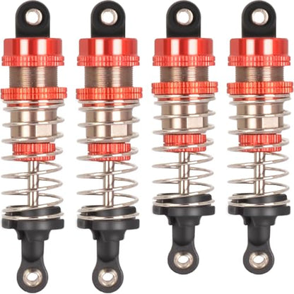 Oiled Shocks Upgraded 66mm/72mm Aluminum Oil Shock Absorber Set for 1/12 1/14 1/16 RC Cars - Compatible with WLtoys 144001, 124019, MJX 16208, HBX & More - color: Bz-silver-red