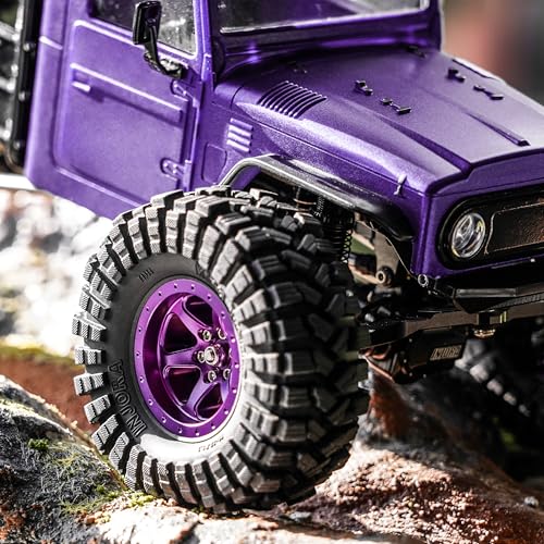 INJORA 1.3 Aluminium Beadlock Wheel Offset -4.05mm for 1/24 1/18 RC(Purple) - color: Purple
