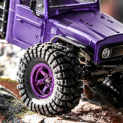 INJORA 1.3 Aluminium Beadlock Wheel Offset -4.05mm for 1/24 1/18 RC(Purple) - color: Purple