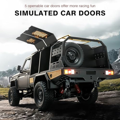 1/12 Scale RC Crawler, MN-82S LC79 RTR RC Truck 4x4 Off Road Vehicles 2.4GHz RC Rock Crawler Car with LED Lights, 7.4V 1200mAh Battery for Adults Hobby Toys (Silver) - color: Silver