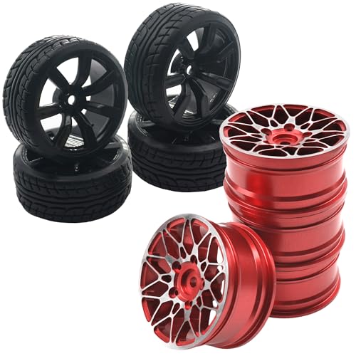 OD62mm Hard Plastic RC Drift Car Tires & Wheel Rims 12mm Hex Tyre & Metal Wheel Rims RC 12mm Hex Hubs 1/10 RC Drift On-Road Racing Touring Wheel Rim