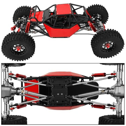 Metal DIY 330mm Wheelbase Rock Buggy Frame Chassis Crawler with SCX10 Straight Axles Nylon Tube Roll Cage for 1/10 RC Crawler Axial SCX10 Upgrades (red)