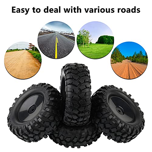 4PCS 1:10 RC Tires Rock Crawler Hex 12mm Hard Dish Wheels Rim | Rubber Tires, For Trail Finder 2, Gelande II, CR12 CC01 MST CMX, Trailer Tires