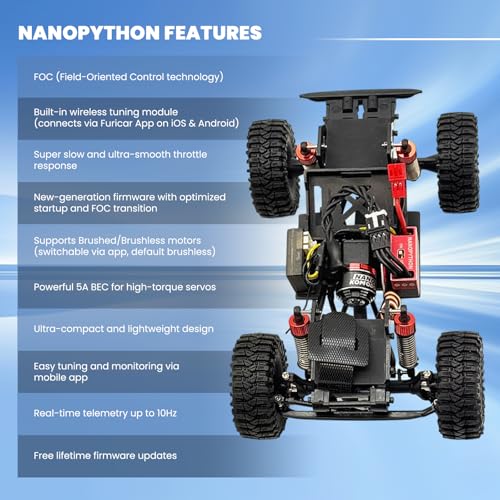 furitek NanoModo 2026 Brushless Power System with NanoPython and NanoKomodo for Axial SCX30 - Remote Control Car, RC Cars, RC Crawler Electronics Combo Upgrades (SCX30 - FUR-2738) (FUR-2738)