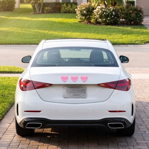4PCS Pink Chrome Hearts Metal Car Emblem Stickers Self Adhesive Waterproof Car Stickers Car Accessories for Women Exterior Car Decor for Women Bumper Tailgate License Plate Decals