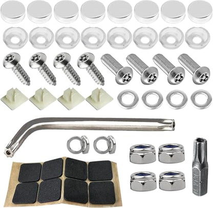 Anti Theft License Plate Screws, Tamper Resistant Licence Plate Kit, 1/4"(M6) Security Screws, Rust Proof Stainless Steel Bolts Fasteners Kit for Front Rear Frame Holder Mounting (Silver) - color: Silver