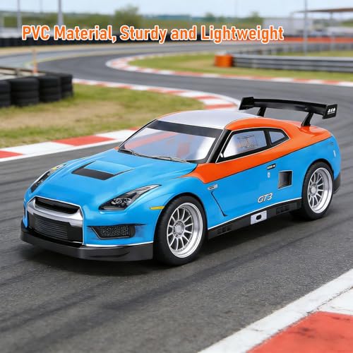 1/10 Scale RC Car Body Shell, Clear Polycarbonate 1.0mm Body with Rear Wing for 26cm Wheelbase Touring Cars (Blue Orange) - color: Blue Orange