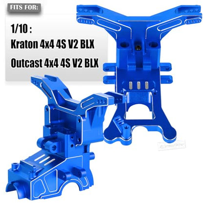 RC Transmission Case Upgrades Part for 1/10 Kraton 4x4 4S V2 BLX,Outcast 4x4 4S V2 BLX,Alloy Aluminium Front Rear Transmission Case Gearbox Case,Navy Blue - color: Navyblue-front&rear