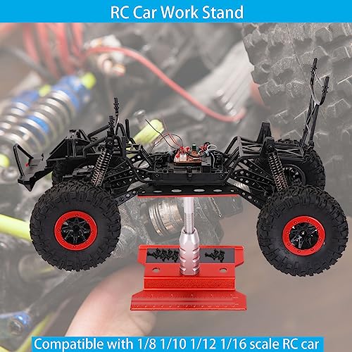 RC Car Repair Work Stand 652 PCS Screw Kit with Srew Tray RC Repair Kit Universal RC Screw Set for Arrma Redcat Traxxas Axial HPI Losi 1/8 1/10 1/12 1/16 Scale RC Cars Trucks Crawler - style: Red RC Kit