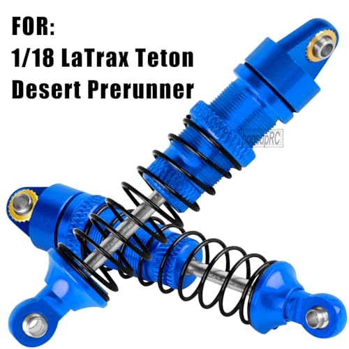 RC Front Rear Assembled Full Metal Shocks Upgrades Part for 1/18 LaTrax Teton Desert Prerunner,Equipped with Two Sets of Springs, Replace Parts 7660 7665(Navy Blue 4PCS)