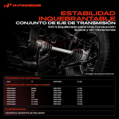 A-Premium Front Driver Side CV Axle Shaft Assembly Compatible with Volkswagen Jetta 1999-2005, Beetle 1999-2005, Golf 1999-2006 & Audi TT 2000-2002 - style: Front Driver Side