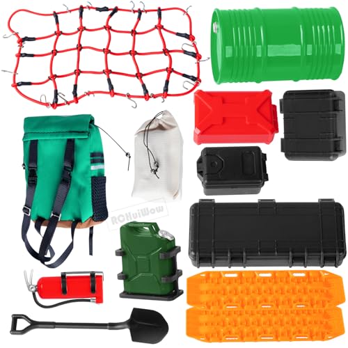 RC Upgrades Part 1/10 TRX4 TRX6 SCX10 Red cat,Luggage Net,Sleeping Bag,Luggage Bag,Luggage Case,Decorative Package,Fuel Tanks,Sand Ladder,Oil Drum,Toolbox,Style A - style: Style A-1set