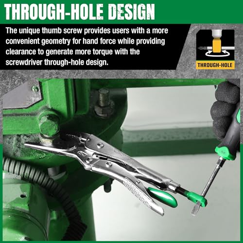 SK 9.5" Long Nose Locking Pliers, Vice Grips, Premium CR-V Steel | Vise Grip Pliers, Nickel-Plated Finish, Ergonomic Anti-slip Handle, Ideal for Welding or Assembly - size: 9.5"