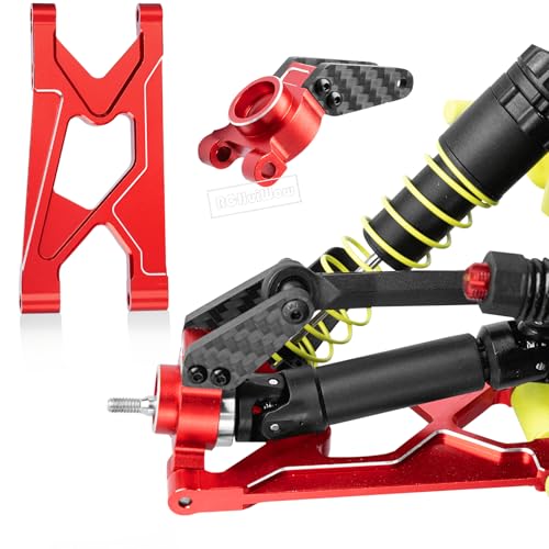 RC Upgrades Part for 1/10 Gorgon 2WD RTR Brushed Monster Truck(ARA3230T1),Aluminium Alloy Suspension Arms & Caster Block C Hub & Steering Blocks & Rear Stub Axle Carriers,Red - color: Red(1set)