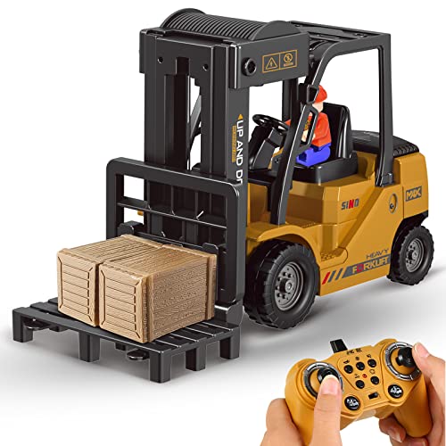 Remote Control Forklift 11 Channel Rc Forklift Cranes Construction Toys, w/Boxes/Sound and Light Spray, Two Rechargeable Batteries, Kids Forklift Toy Christmas & Birthday Gifts - style: RC Forklift Truck