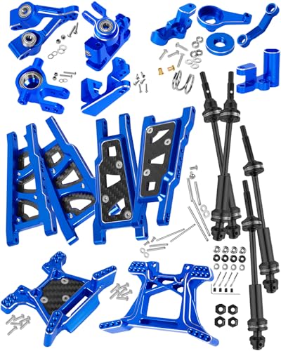 RC Upgrades Part for 1/10 Rustler 4x4 4WD（#67164-4）,Driveshaft,Suspension Arms,Steering Blocks,Caster Block,Rear Stub Axle Carriers,Shock Towers,Steering Block,Navy Blue - color: Navy Blue(1set)