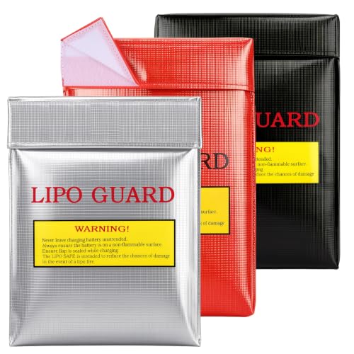 JIANTA Fireproof LiPo Battery Safe Bag, 11.8 x 9 Inch Storage Pouch | Heat Resistant LiPo Bag for Charging Storage, Batteries, Documents, Cash and Jewelry, Silicone Fiberglass Waterproof Pouch