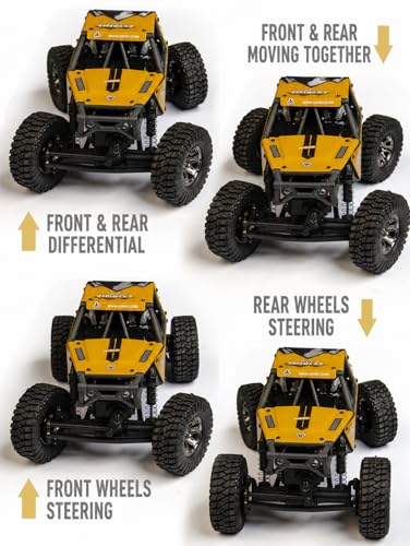 UDIRC Upgraded UCX2405PRO 1/24 Brushless RC Crawler, FOC 4WS RC Rock Tuck | FOC Outrunner Motor, 2-Speed, Cruise Control, RTR 4x4 RC Crawler, Upgraded Drag Brake, Hall Effect Radio & Foam-Filled Tires