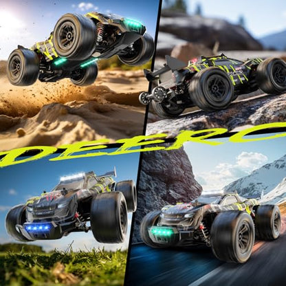 DEERC 1611 1/14 Fast Brushless RC Car for Adults,4x4 Remote Control Truck | High Speed Off-Road RC Truck,Waterproof Monster Truggy, All Terrain RC Drift Car for Boys 8-12,2 Batteries,3S Lipo Compatibl - style: 1/14 Yellow