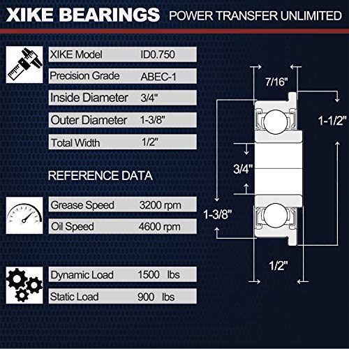 XiKe 10 Pack ID 3/4" x OD 1-3/8" Lawn Mower Wheel Flanged Bearing Replacement for JD AM118315, AM127304, Toro 110513, 251-210, Gravely 011193, MTD 741-0141, Case IH-384881-R93 ＆ Bobcat 2188123-03 Etc. | Replacement for JD AM118315, AM127304, Toro 110513,