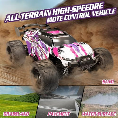 Pink Remote Control Car for Girls, 1:18 Fast rc Cars for Girls with 40+ KM/H 4WD Off-Road rc Truck, Includes 2 Rechargeable Batteries, 8 9 10 11 12 13 Year Old Girl Gifts - color: Pink