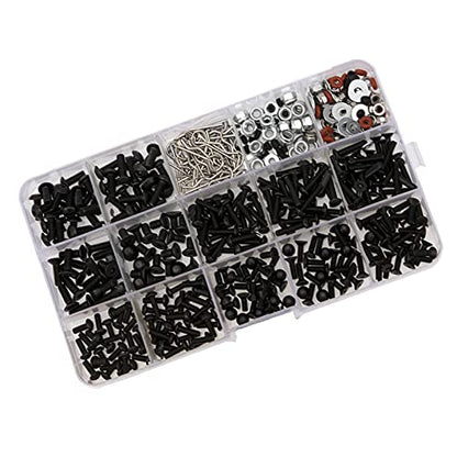 500Pcs Universal RC Screws Kit Repair Tool M3 M4 Screw E Buckle Hardware Fasteners Compatible with HSP Axial SCX10 Traxxas Arrma Losi 1/8 1/10 1/12 RC Cars Trucks Crawler