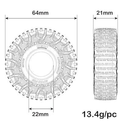 MEUS RACING 1.0 Tires - MS6 MPRO Pin Tires for TRX4M SCX24 FCX24 AX24 1/24 1/18 RC Crawler, 0.83/2.52/R1.0, #M1009 - size: M1009