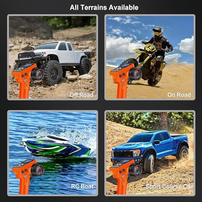MEUS RACING ME-8B RC Transmitter 6 Channels 2.4GHz and Receiver for 1/8 1/10 1/18 1/24 1/30 RC Crawler Car Boat TRX4 TRX4M SCX10 SCX24 SCX30 Upgrades Parts (with 04B Receiver, Orange) - color: With 04b Receiver, Orange