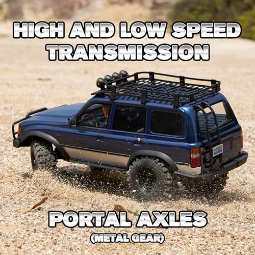 FMS 1/10 LC80 Brushless RC Crawler Pro V2, FCX10 Toyota RC Rock Crawler with Lighting and Two-Speed, Hobby Grade Offroad RC Car for Adults, RS (Blue) - color: Blue