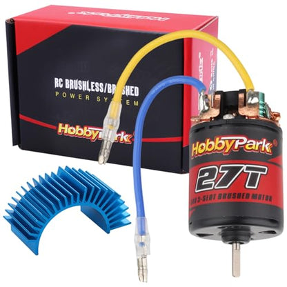 HobbyPark 27T Motor 540 Brushed 3.175mm Shaft Electric Engine w/Heatsink for 1/10 RC Crawlers Rock Racers Cars