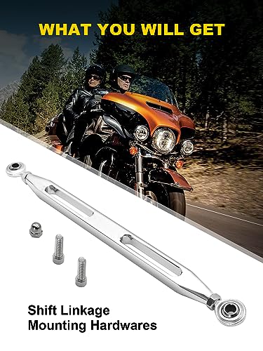 Shift Linkage Chrome Shift Linkage Rod Compatible for Harley Davidson 1986-2024 Softail Dyna Fatboy Street Glide Road Glide Road King Electra Glide, AIL021BLK - color: Chrome 01