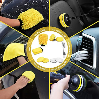 TTRCB 27Pcs Car Detailing Kit, Car Detailing Brush Set, Auto Detailing Drill Brush Set, Car Detailing Brushes, Car Wash Kit, Car Accessories, Car Cleaning Tools Kit for Interior, Exterior, Wheels - size: 27pcs