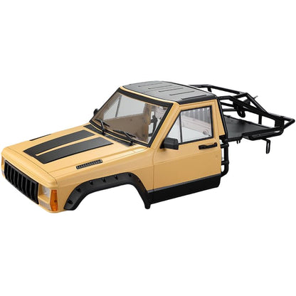 1/10 RC Hard Shell Cab & Back-Half Cage Body Shell Kit for 1/10 RC Crawler TRX4 SCX10 90046 AT4 GEN 8 Scout II,313mm Wheelbase Cherokee Upgrade and Modify (Desert Yellow) - color: Desert Yellow