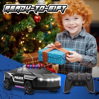 RC Police Car for Kids Ages 4-8, 1:22 Boys Remote Control Truck with Lights | Black RC Toy Car with Load Space, Birthday Gifts for Boys/Girls Age 4 5 6 7 8 9 10-12 - size: 1:22 RC Car (Police)