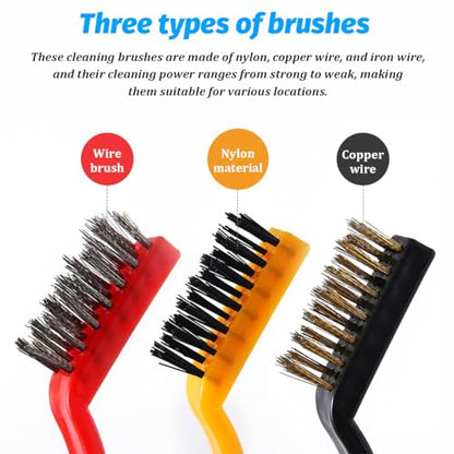 11PCS Car Detailing Brush Set, Soft Boar Hair and Steel Wire & Air Vent Dust Brush, Multipurpose Auto Detailing Cleaning Kit for Vent Leather Seat Wheel, Universal for Vehicles