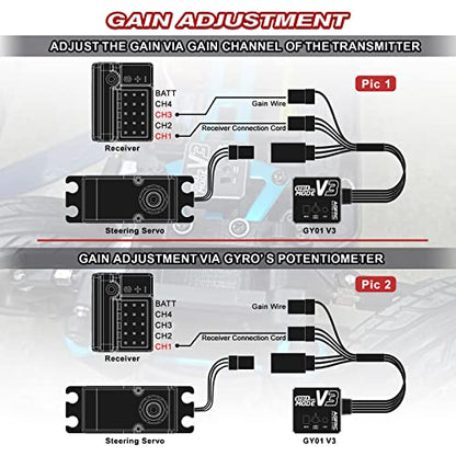 AGFRC Dual-Gain RC Drift Gyro with Aluminum Case (GY01 V3) | Dual Gain Modes: Normal & AVCS, 10g, 3.7-8.4V, EPA Setting, SBUS2/PWM/Sanwa SSR/SHR Compatible, PID Control