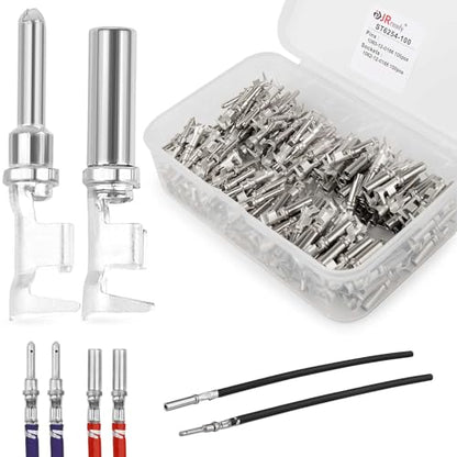 JRready Deutsch DTP Connector Terminal Kit Size 12, Male Pins 1060-12-0166 / Female Sockets 1062-12-0166 Open Barrel Style Contacts for Wire Gauge 12-14 AWG, ST6254-100 Stamped & Formed Contacts - size: #12 Stamped Contacts(12-14AWG) 25A (Max)