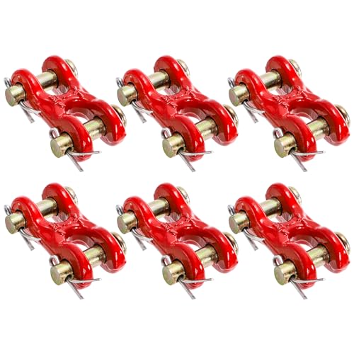 Bekith 6 Pack 5/16 Inch Safety Chain Repair Link, Zinc Plated G70 Forged Twin Clevis Link, Heavy Duty Trailer Tie Down Links Double Clevis Link for Transport Use, 3900lbs Working Load Limit