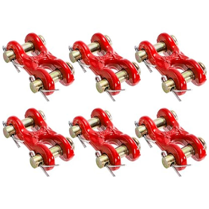 Bekith 6 Pack 5/16 Inch Safety Chain Repair Link, Zinc Plated G70 Forged Twin Clevis Link, Heavy Duty Trailer Tie Down Links Double Clevis Link for Transport Use, 3900lbs Working Load Limit