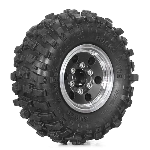 REDSPIDER 1.0 Beadlock Wheels and Tires（4pcs）1.0 Crawler Tires 51*20mm 1.0 Wheel color and style are optional 1/18 1/24 RC Crawler Tires for SCX24 TRX4M FMS FCX24 FCX18 AX24 ﻿ (Black（circular hole）) - color: Black（circular Hole）