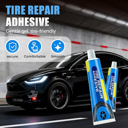 Weather Resistant Waterproof Flexible Tire Repair Adhesive, Car Tire Sidewall Repair Glue Multi-Functional Repair Adhesive Kit Portable Black Rubber Cement Tires Sealant for Car, Motorcycle, Bike (1)
