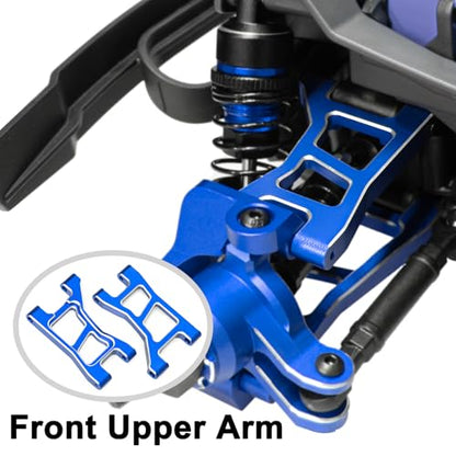 Aluminum 1/16 Suspension Arms Front Rear and Upper Lower Suspension Arms | for Traxxas 1/16 Mini Slash 4X4 BL-2s 108164-1 RC Truck Upgrade, Blue - color: Blue
