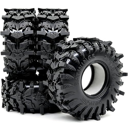 58mm BATWINGS 1.0" RC Crawler Tires 4-Pack For TRX4M SCX24 AX24 | Super soft sticky mud tires with foam inserts, For 1/18 TRX4M & 1/24 AX24 FCX24 Enduro24 micro rock crawlers Upgrades - size: 1.0 tires - 58mm Tall