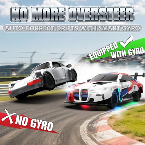 RC Drift Car, 1/43 Mini RC Drift Car with Gyro, 2.4GHz Full Proportional Control, 20KM/H 4WD High Speed Remote Control Alloy, LED Lights & Drift Tires, Toys for Adults, Boys and Girls Gift - color: Multicolor