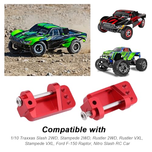 Hobbypark Aluminum Alloy Caster Blocks for RC 1/10 Traxxas 2WD Slash, Stampede, Rustler, Nitro Slash, Replacement of Part 3632 (Red) - color: Red